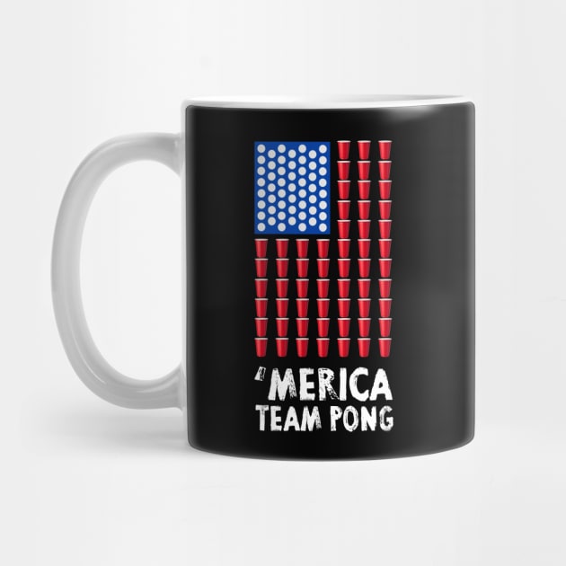 Beer Pong  American Flag T shirt 4th of July by Pannolinno